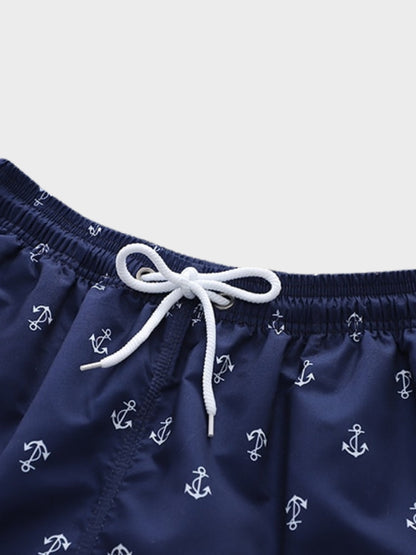 Anchor Print Badeshorts mit Kordelzug ideal für den Strand