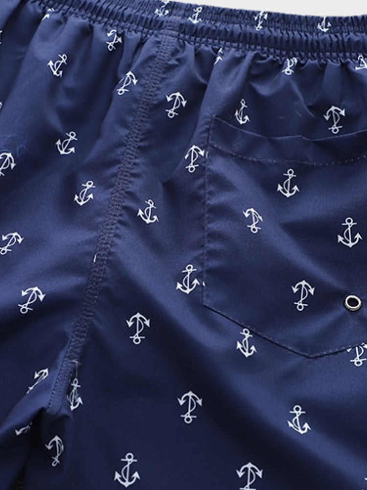 Anchor Print Badeshorts mit Kordelzug ideal für den Strand