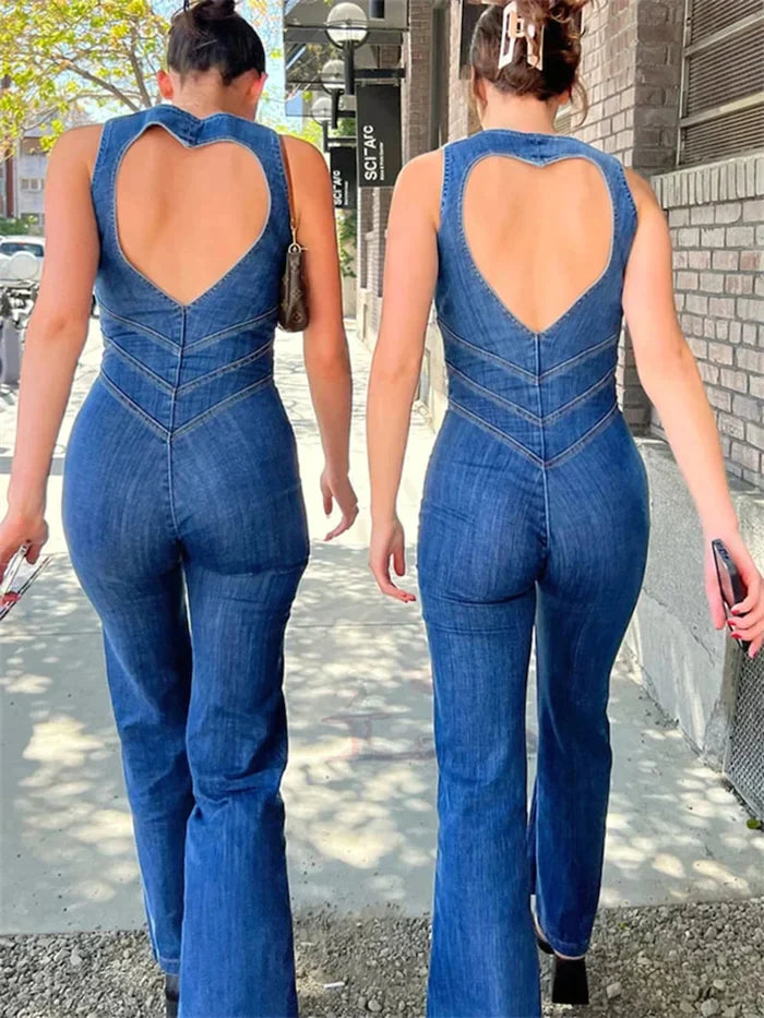 Vintage-Stil Herzform rückenfrei Design Jumpsuit