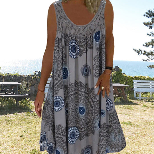 Ärmelloses Kleid mit O-Ausschnitt für den Sommer