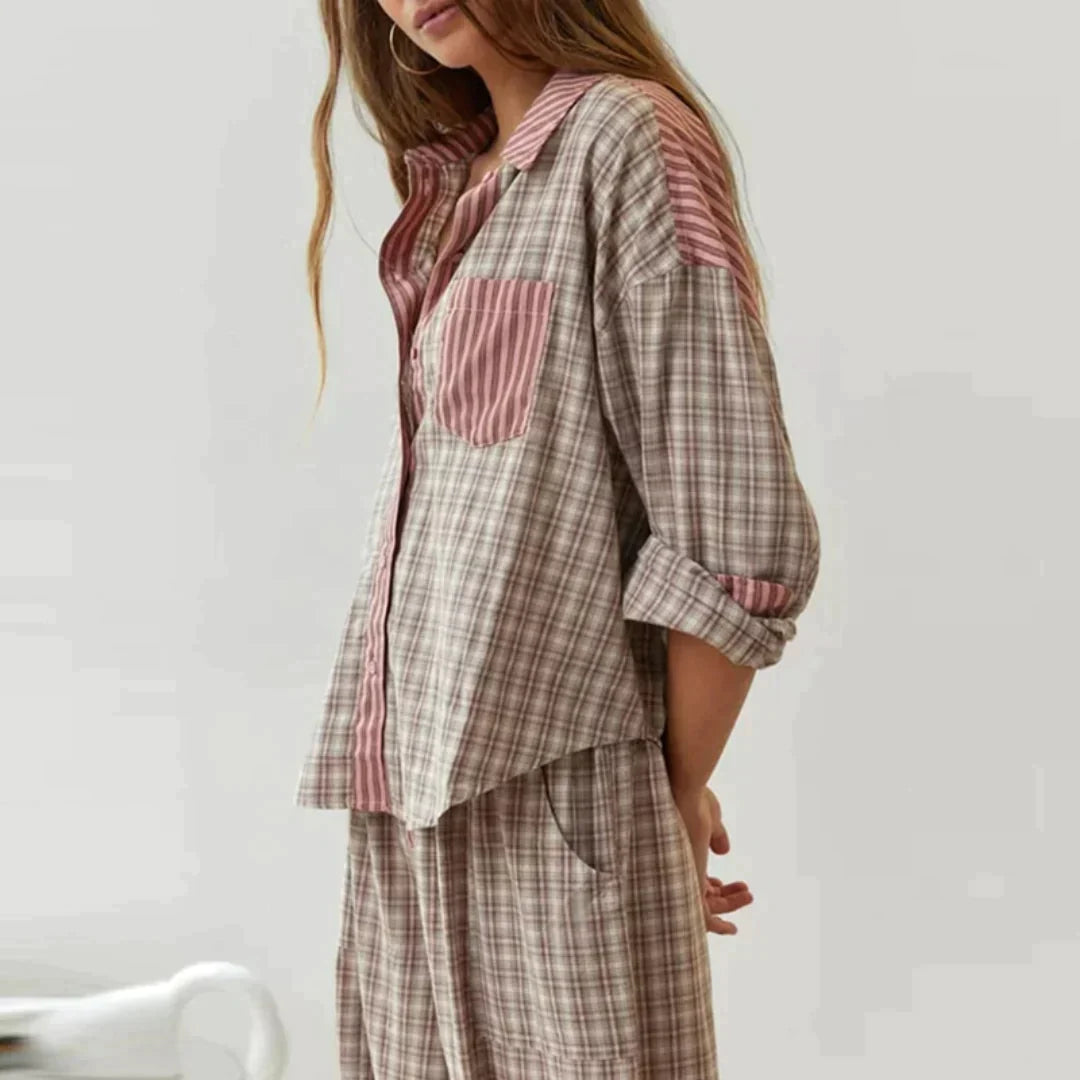 Locker-bequemes Streifen-Pyjama-Set für Frauen