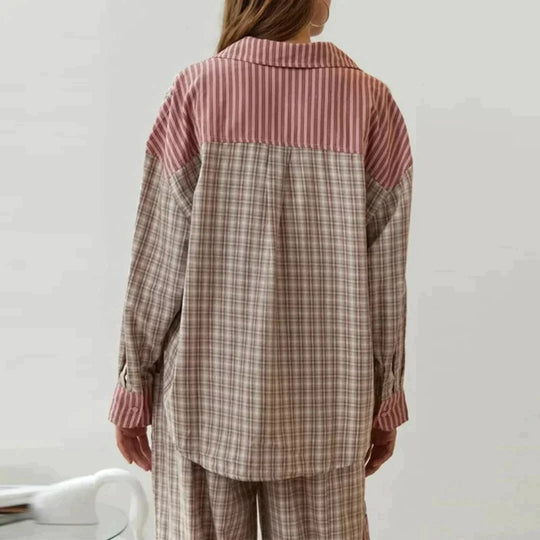 Locker-bequemes Streifen-Pyjama-Set für Frauen