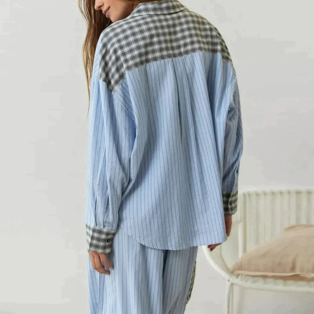 Locker-bequemes Streifen-Pyjama-Set für Frauen