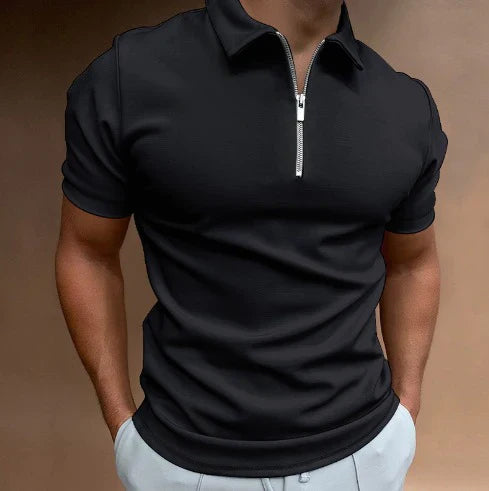 Lässiges Poloshirt mit halbem Reißverschluss für Männer