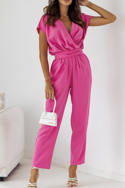 Eleganter V-Ausschnitt mit Gürtel Design Jumpsuit ideal für Party