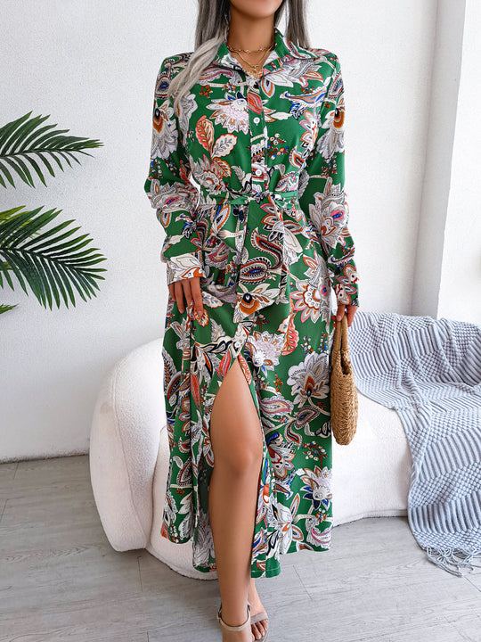 Deya Maxi-Shirt Kleid mit Blumendruck und langen Ärmeln