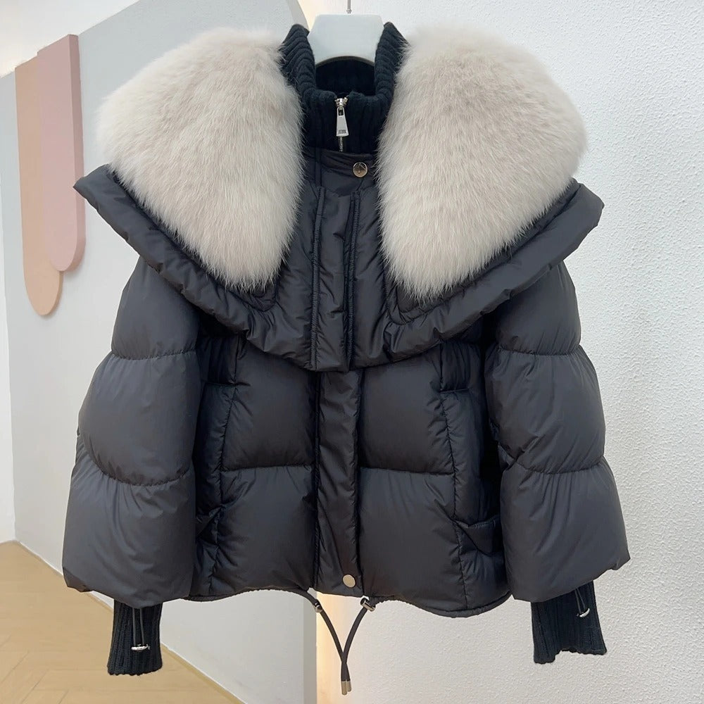 Frauen - Jacke - Übergröße mit weißem Kragen - Winter