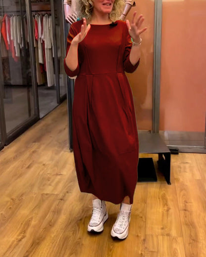 Frida Kleid mit 3/4 Ärmeln und Rundhalsausschnitt