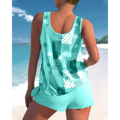 Damen Tankini Badeanzug mit Kokosnuss Druck für Strandbekleidung