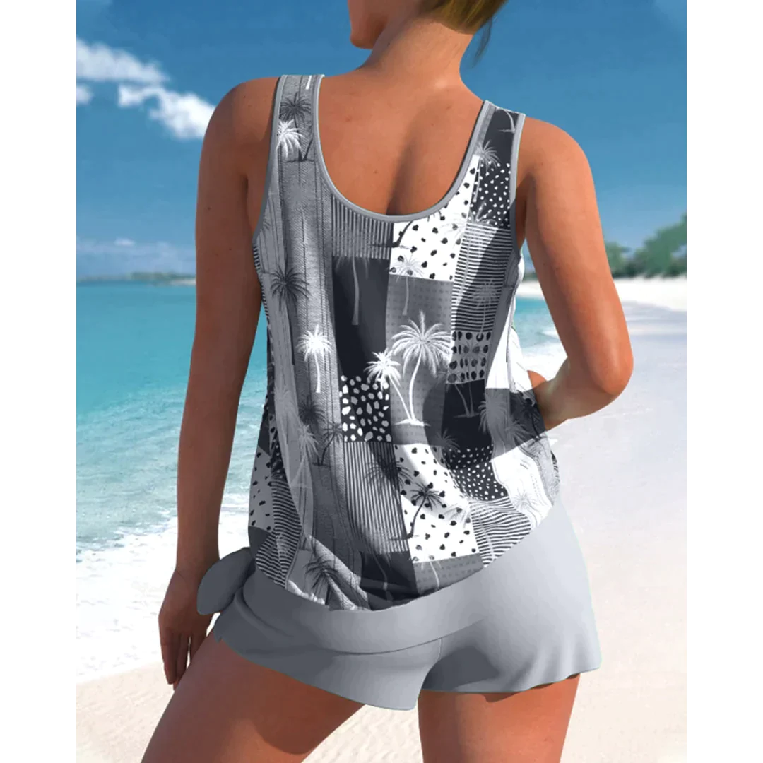 Damen Tankini Badeanzug mit Kokosnuss Druck für Strandbekleidung