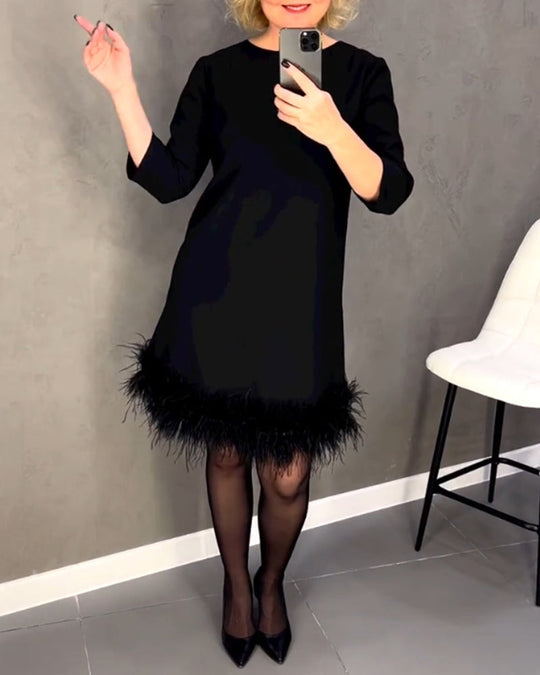 Emma Elegantes Kleid in A-Linie mit Rundhalsausschnitt