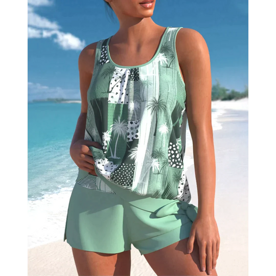 Damen Tankini Badeanzug mit Kokosnuss Druck für Strandbekleidung