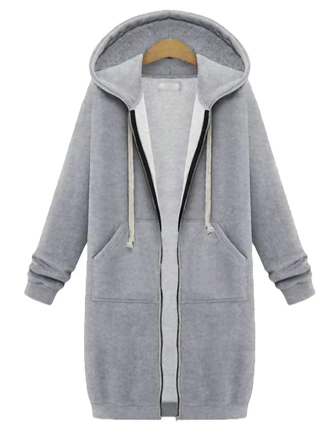 Frauen lange Tunika Zip up Hoodie für Outdoor-Mode