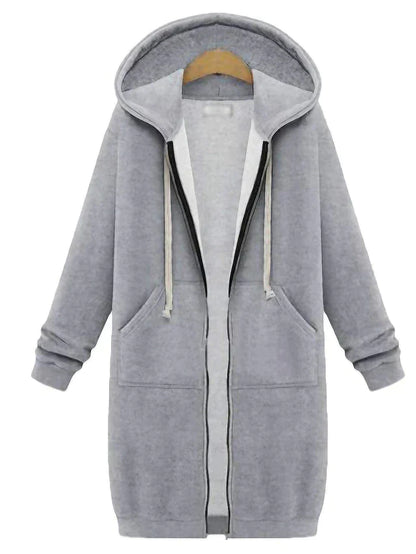 Frauen lange Tunika Zip up Hoodie für Outdoor-Mode